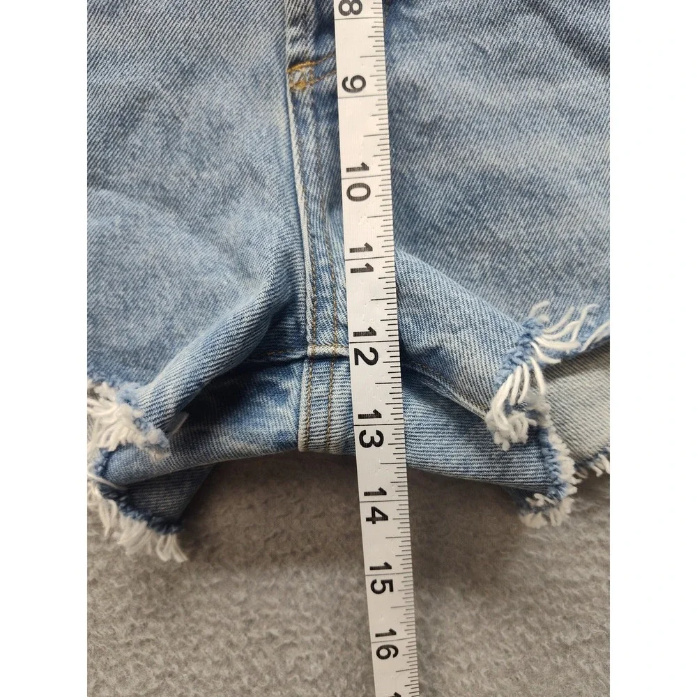 AGOLDE Parker Distressed Denim Shorts Light Wash Blue Size 33 Raw Hem